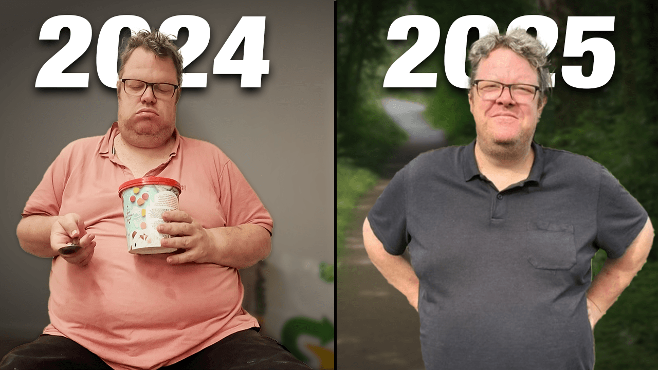 Weight loss progress collage showing weekly check-ins from the documentary.